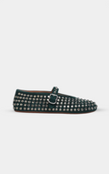 ALAÏA GREEN STRASS SUEDE BALLET FLATS