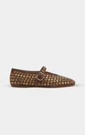 ALAÏA BROWN STRASS SUEDE BALLET FLATS