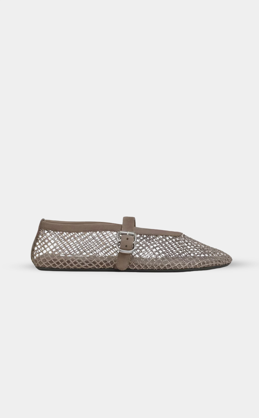 ALAÏA BEIGE BALLET FLATS IN STRASS FISHNET