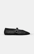ALAÏA NOIR BALLET FLATS IN STRASS FISHNET