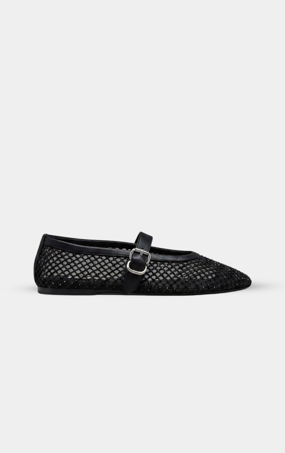 ALAÏA NOIR BALLET FLATS IN STRASS FISHNET