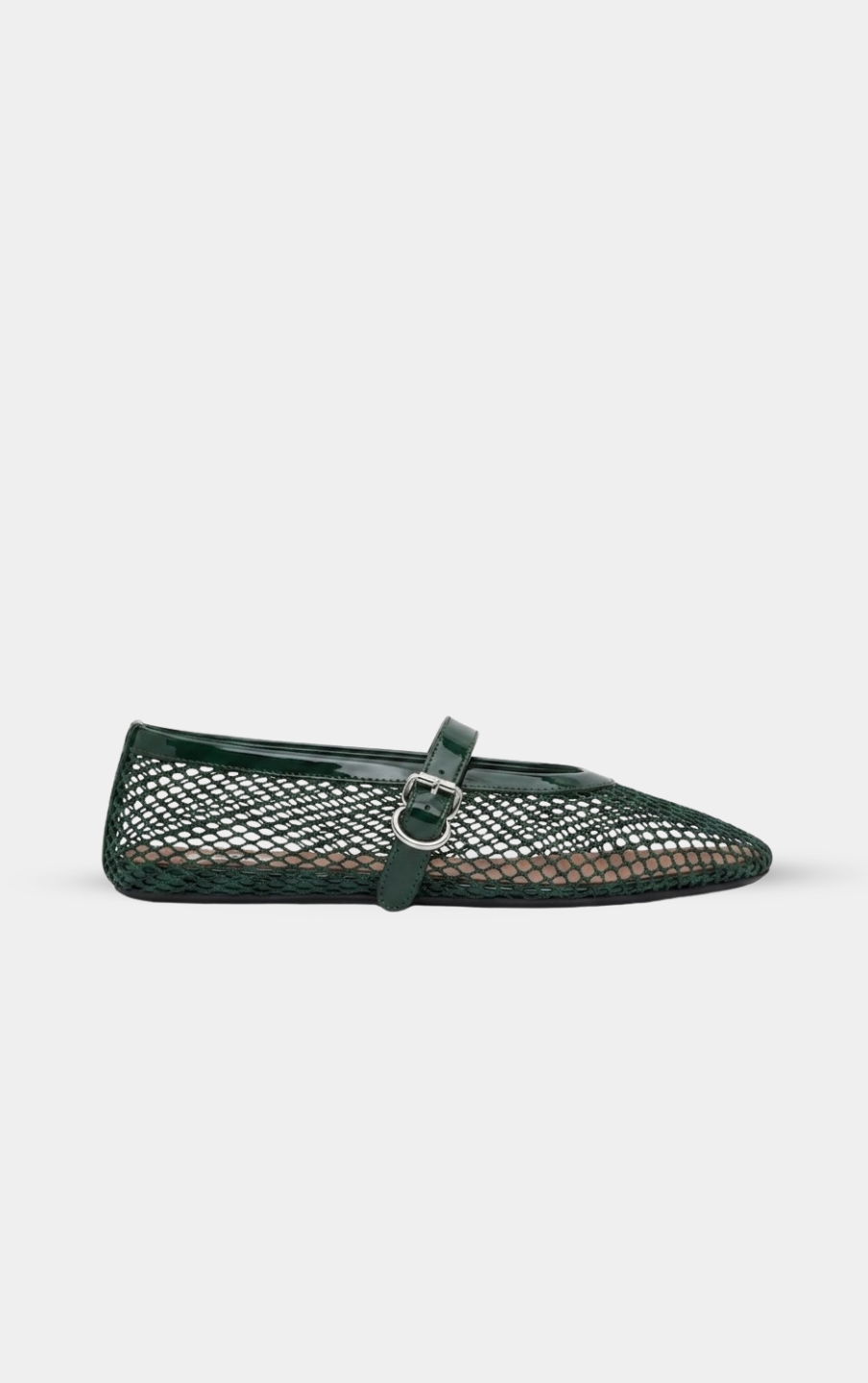 ALAÏA GREEN BALLET FLATS IN FISHNET