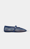 ALAÏA NAVY BALLET FLATS IN FISHNET