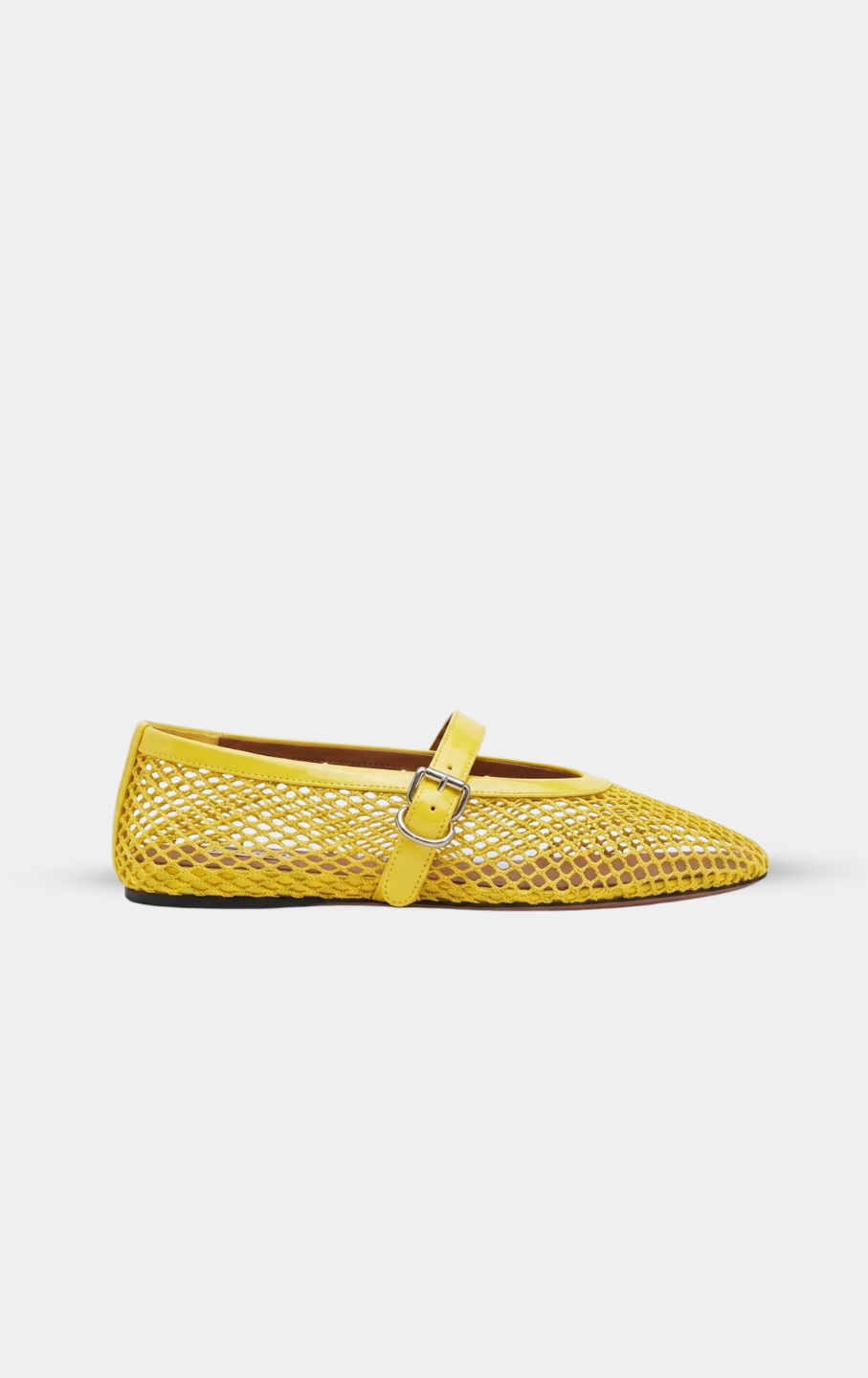 ALAÏA LEMON YOLLOW BALLET FLATS IN FISHNET