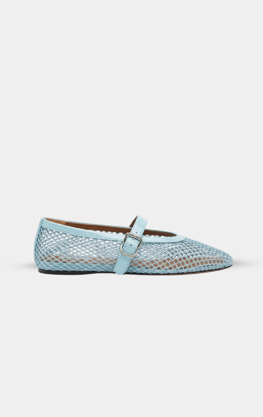 ALAÏA LIGHT BLUE BALLET FLATS IN FISHNET