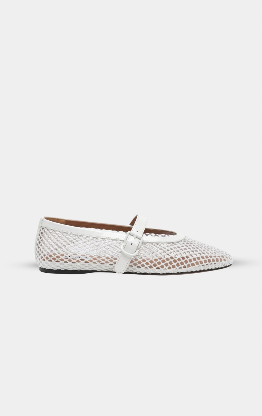 ALAÏA WHITE BALLET FLATS IN FISHNET