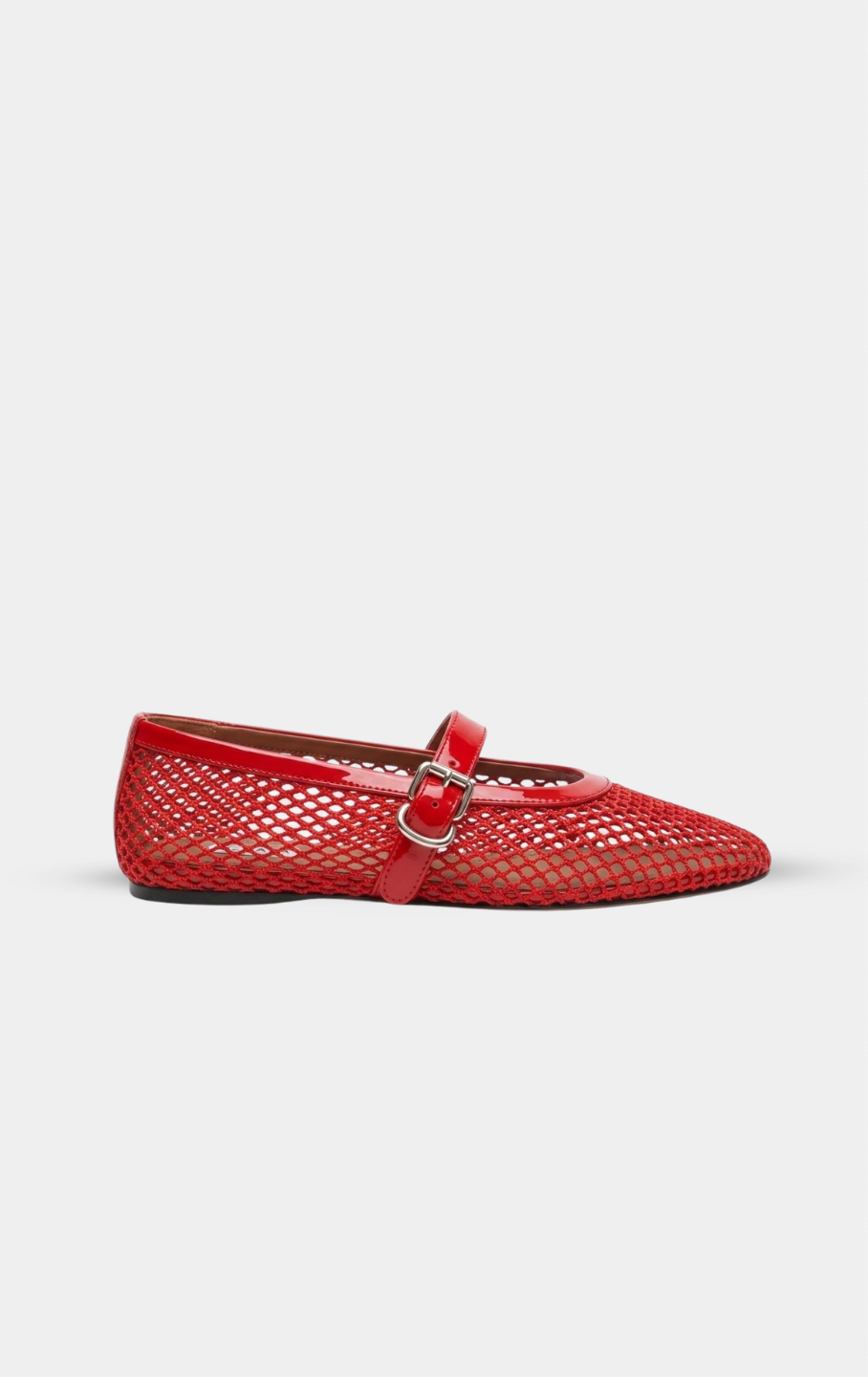 ALAÏA RED BALLET FLATS IN FISHNET