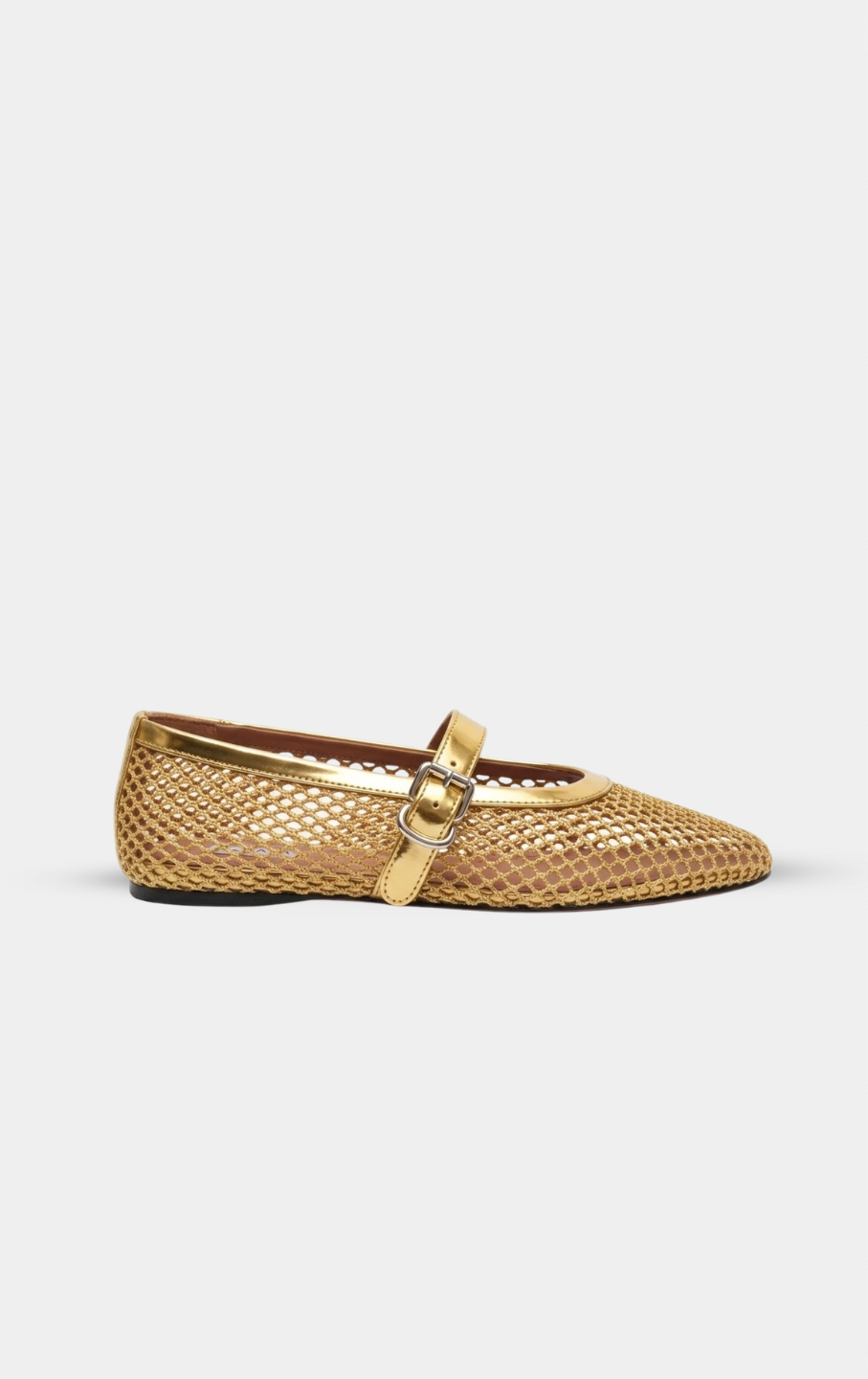 ALAÏA GOLD BALLET FLATS IN FISHNET