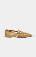 ALAÏA GOLD BALLET FLATS IN FISHNET