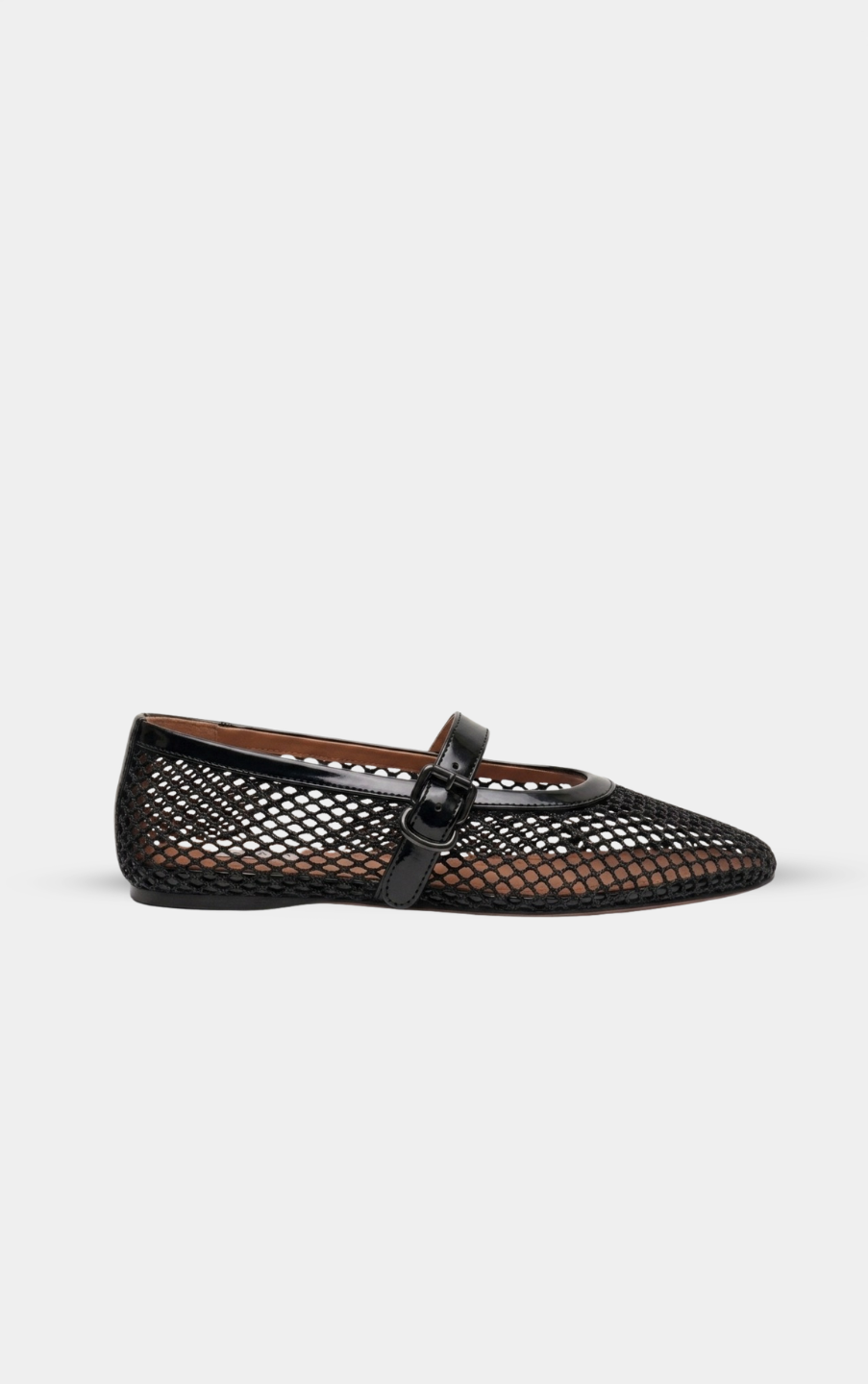 ALAÏA NOIR BALLET FLATS IN FISHNET
