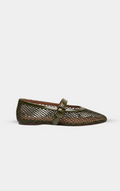 ALAÏA OLIVE BALLET FLATS IN FISHNET