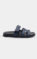 Hermès Chypre Leather Navy/Black Sandal