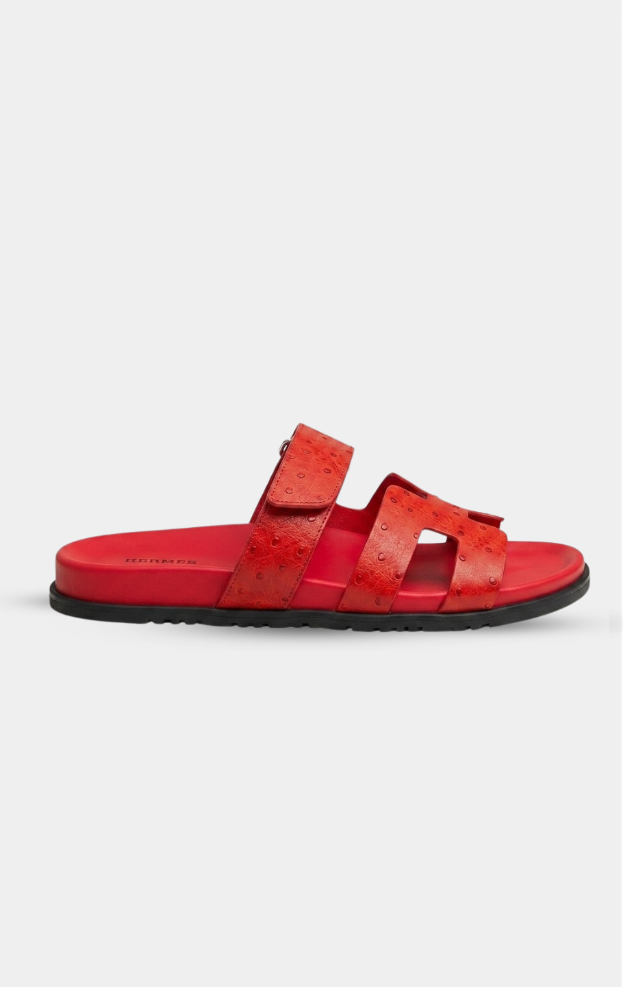 Hermès Chypre Red Ostrich Leather Sandal