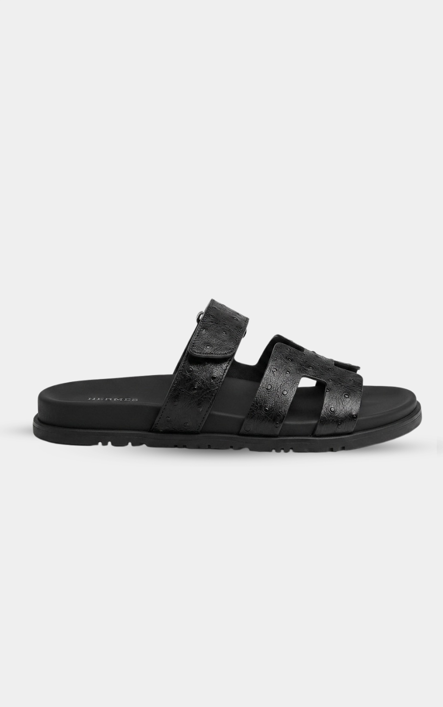 Hermès Chypre Noir Ostrich Leather Sandal
