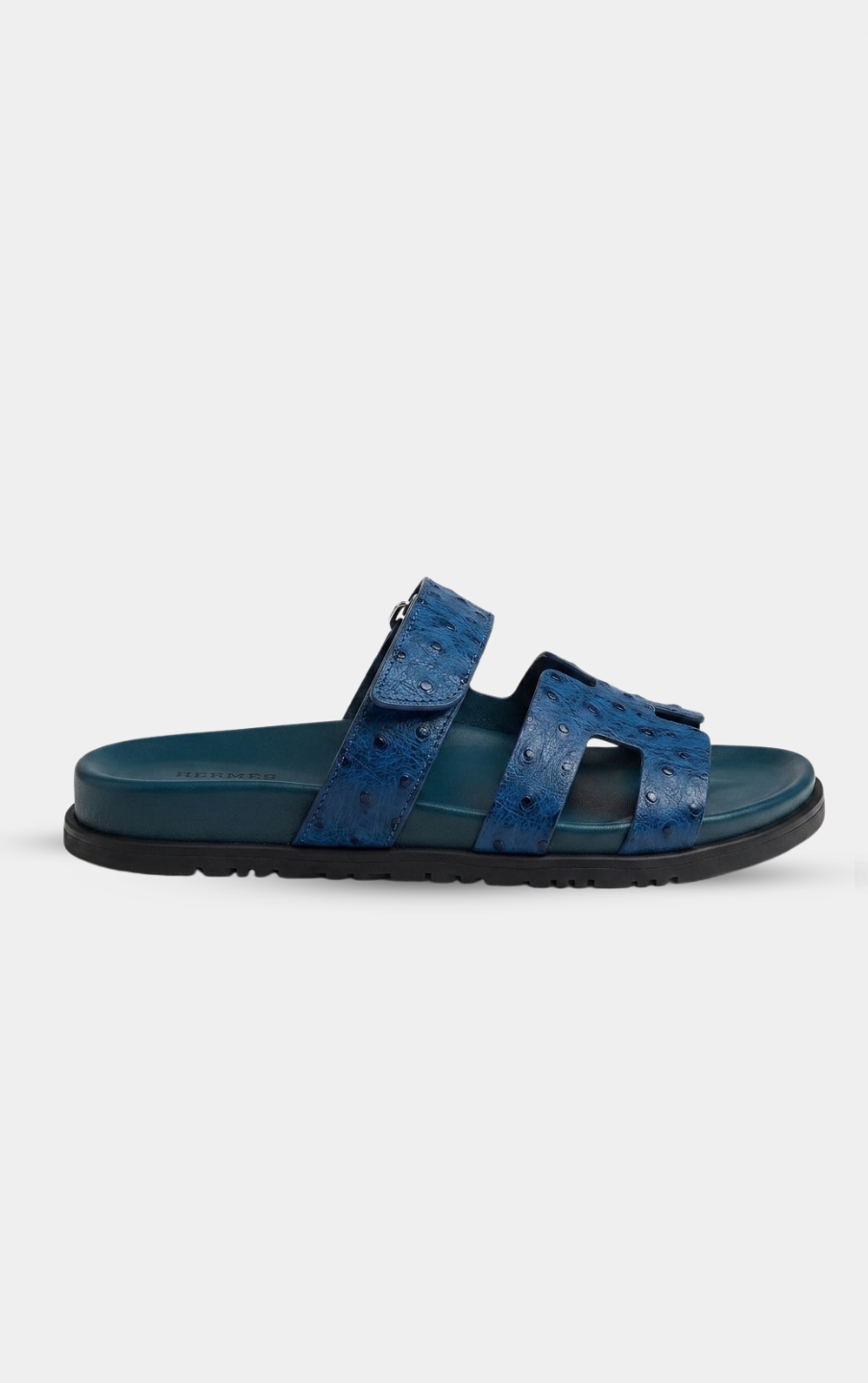Hermès Chypre Blue Ostrich Leather Sandal