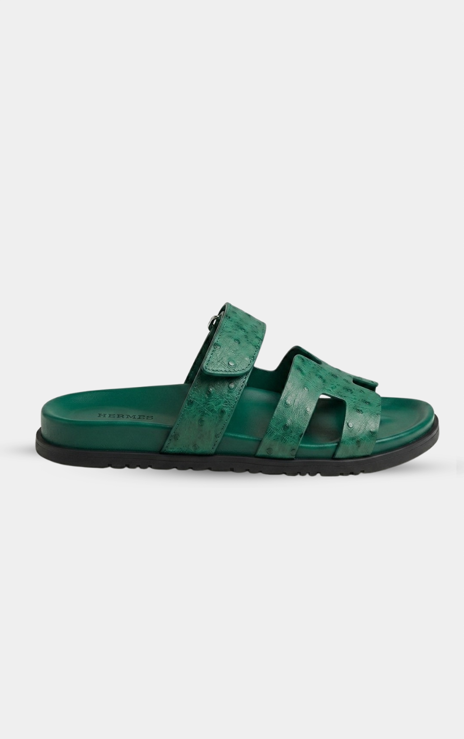 Hermès Chypre Green Ostrich Leather Sandal