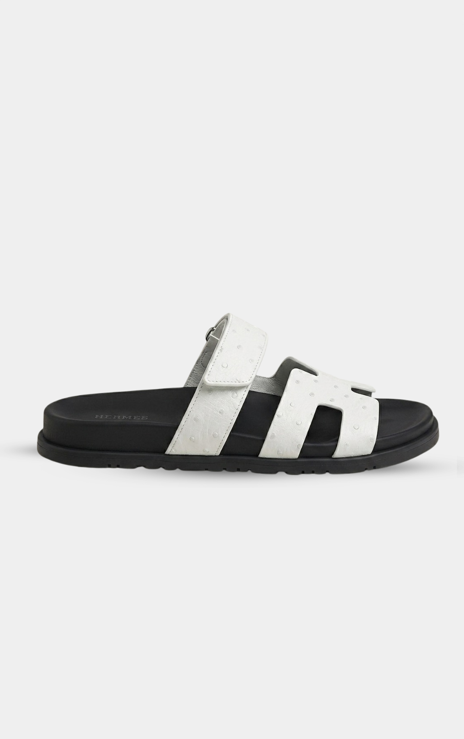 Hermès Chypre White Ostrich Leather Sandal