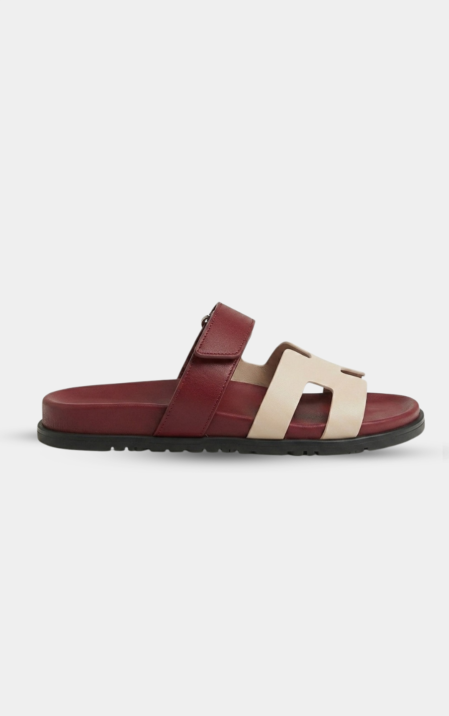 Hermès Chypre Leather Maroon/Beige Sandal