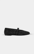 ALAÏA EMBELLISHED BALLET FLAT SHOES IN BLACK