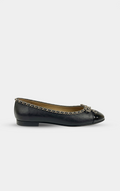 CHANEL Black Ballerinas in Lambskin and Varnished Calfskin