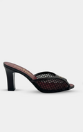 CHANEL Mules in Black Mixed Fibers Cotton & Lambskin