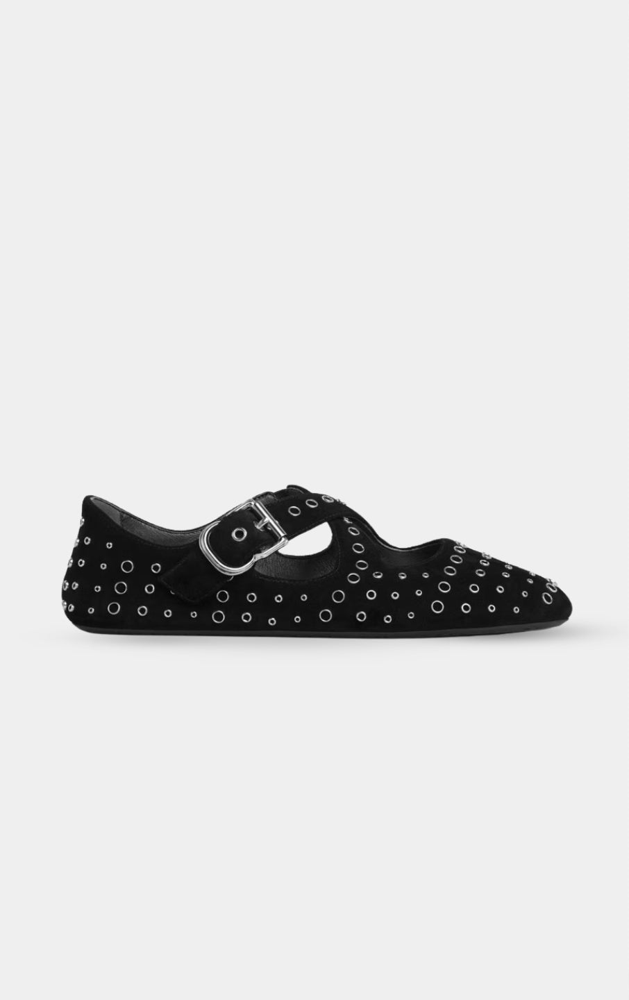 ALAÏA NOIR CRISS CROSS BALLET FLATS SUEDE WITH EYELETS
