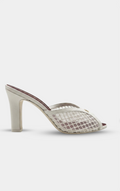 CHANEL Mules in White Mixed Fibers Cotton & Lambskin
