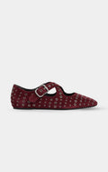 ALAÏA BURGUNDY CRISS CROSS BALLET FLATS SUEDE WITH EYELETS