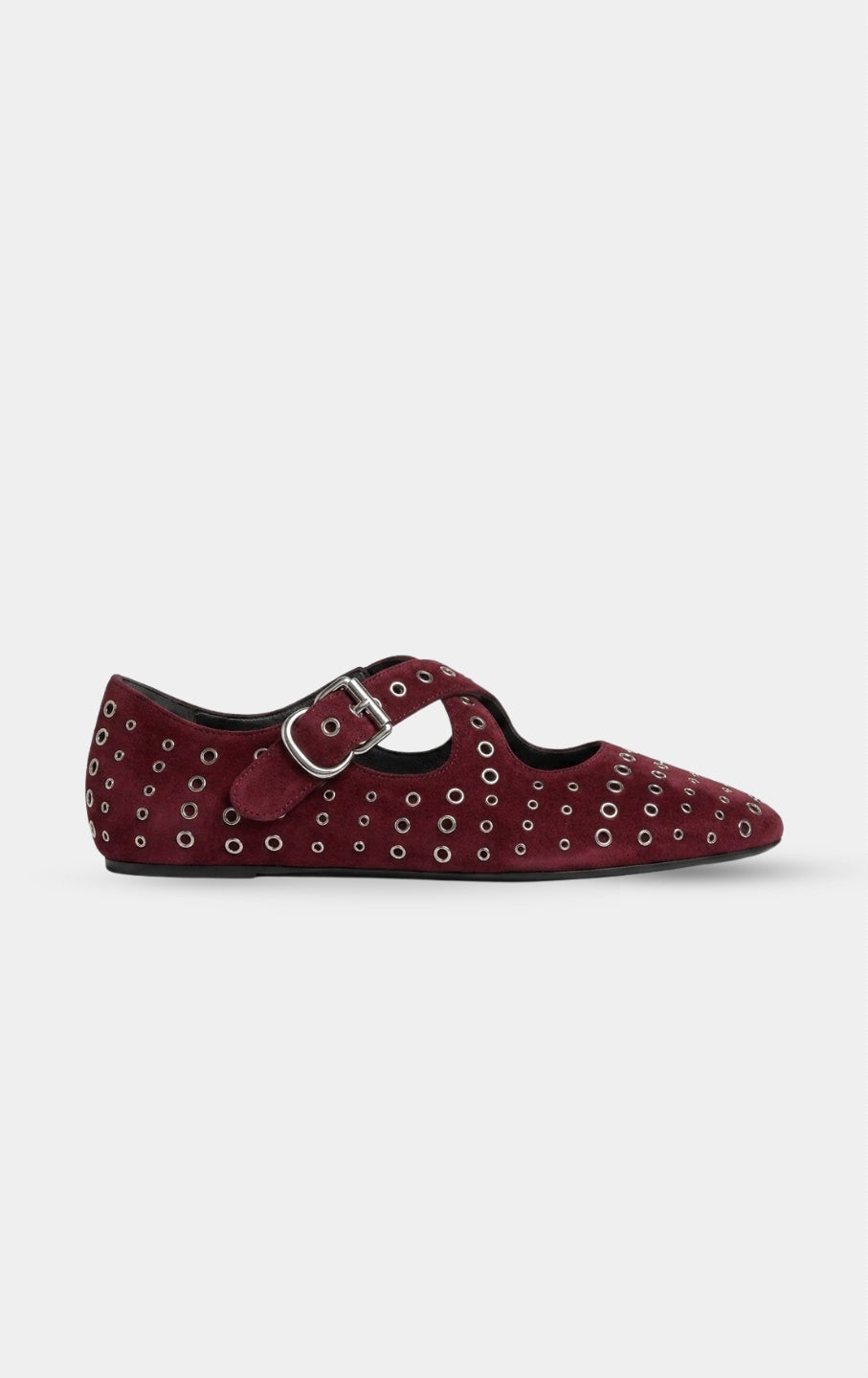 ALAÏA BURGUNDY CRISS CROSS BALLET FLATS SUEDE WITH EYELETS