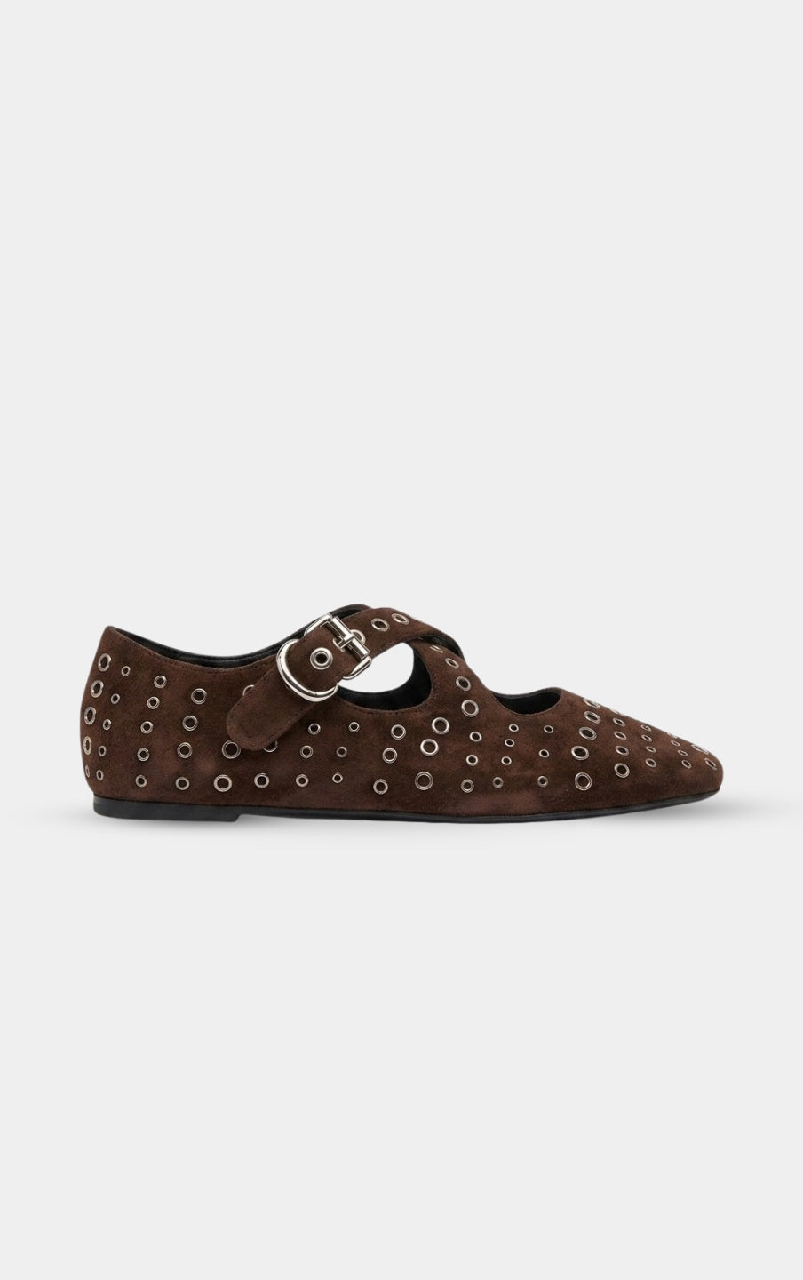 ALAÏA MOCHA CRISS CROSS BALLET FLATS SUEDE WITH EYELETS