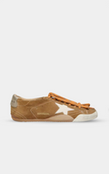 GGDB True-Star in tobacco-colored suede with white star and platinum heel tab