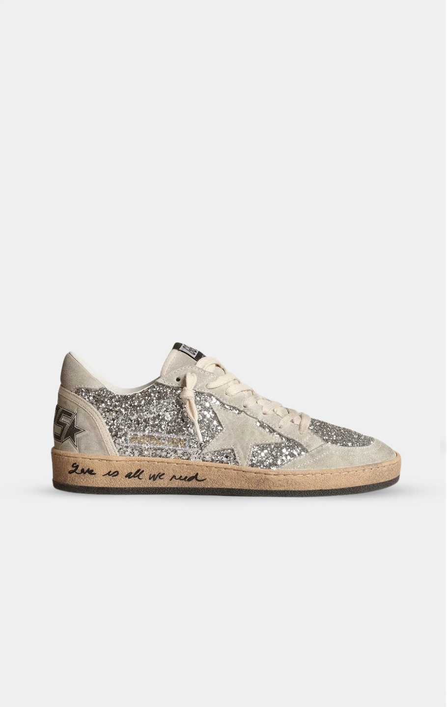 GGDB Ball Star in silver glitter with ice-gray suede inserts
