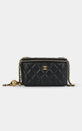 Chanel Small Vanity on Chain Pearl Crush Black Lambskin