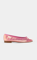 Chanel Iridescent Pink Croco Ballet Flat