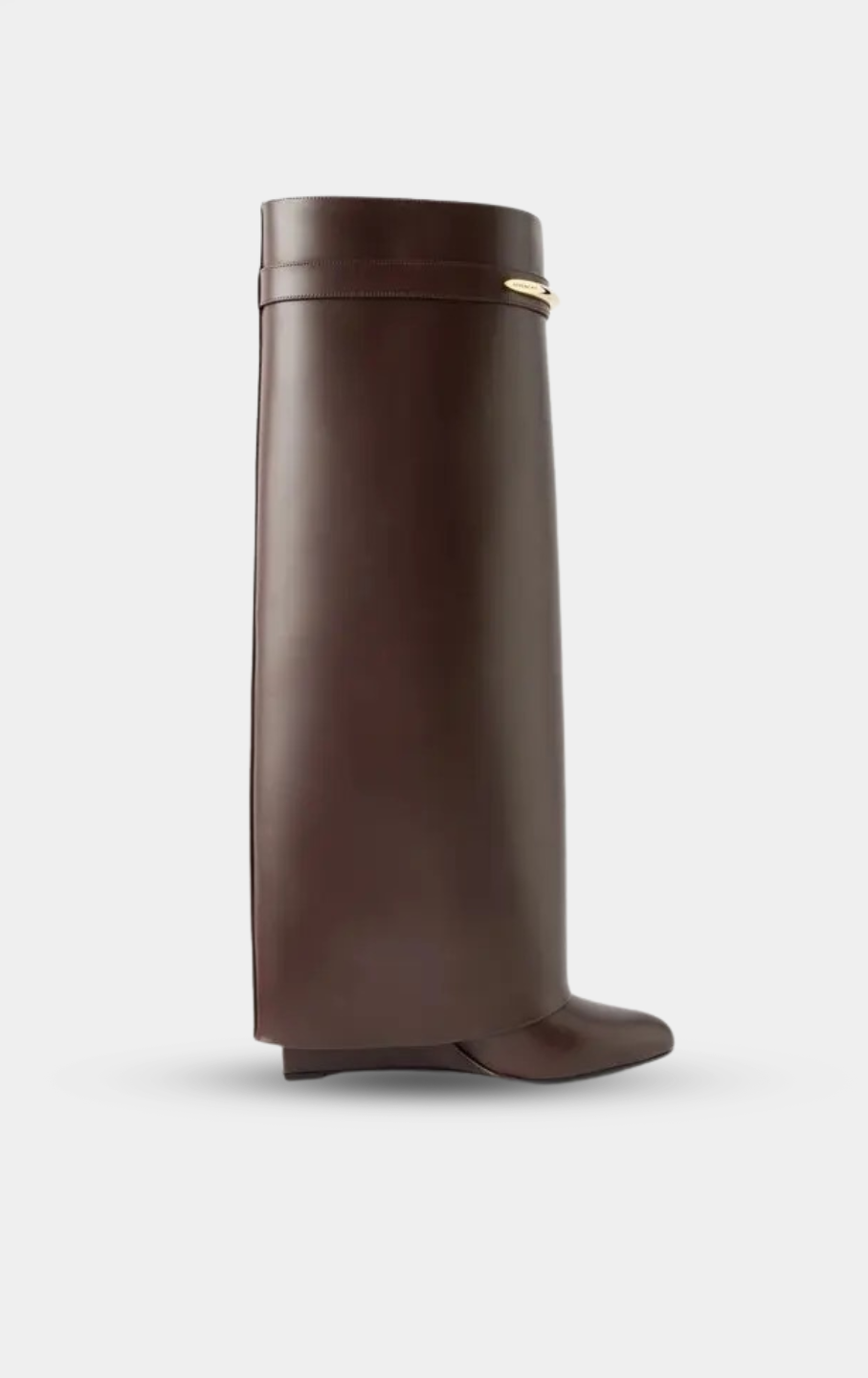 GIVENCHY Shark Leather Knee Boots Brown