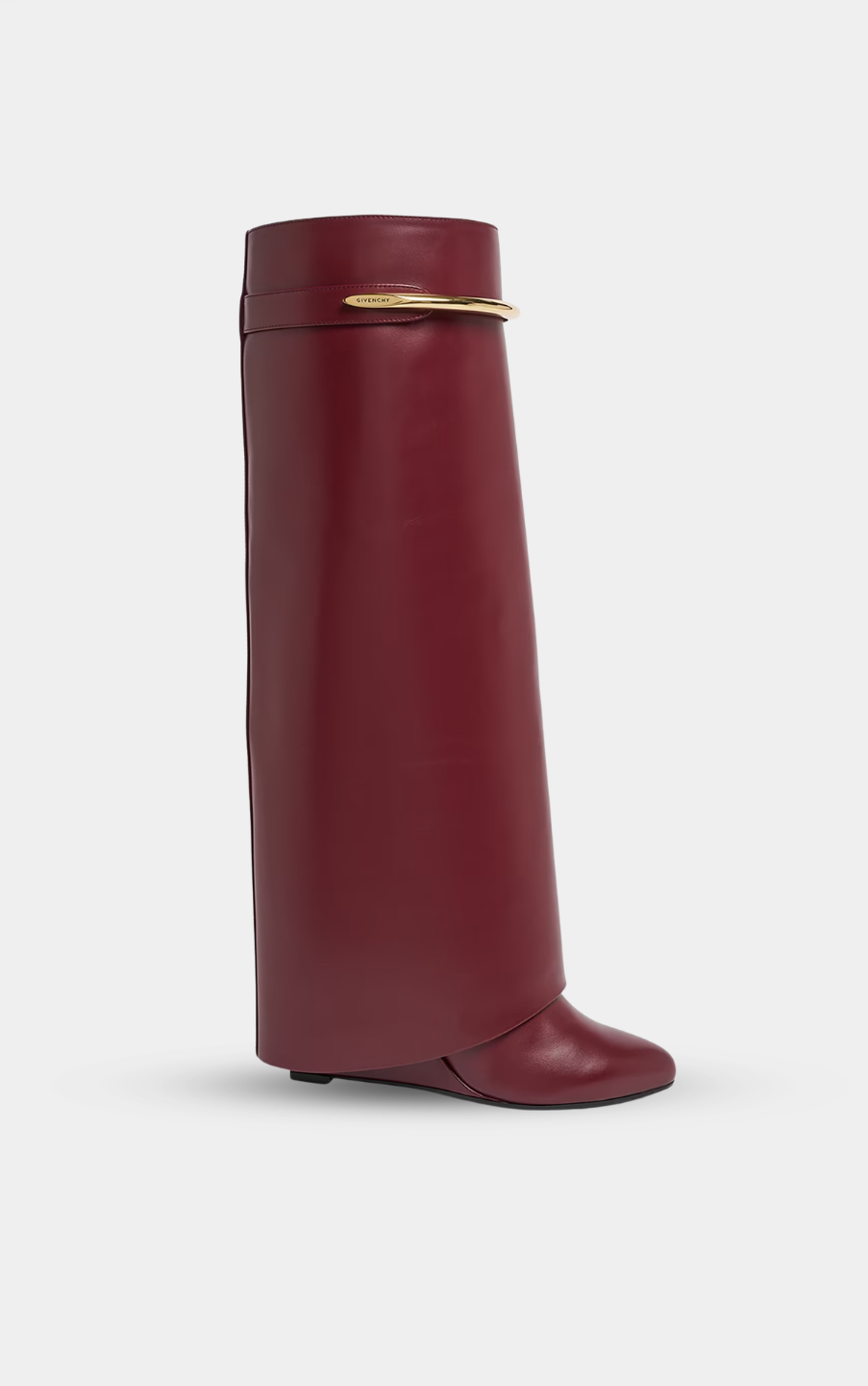 GIVENCHY Shark Leather Knee Boots Burgundy