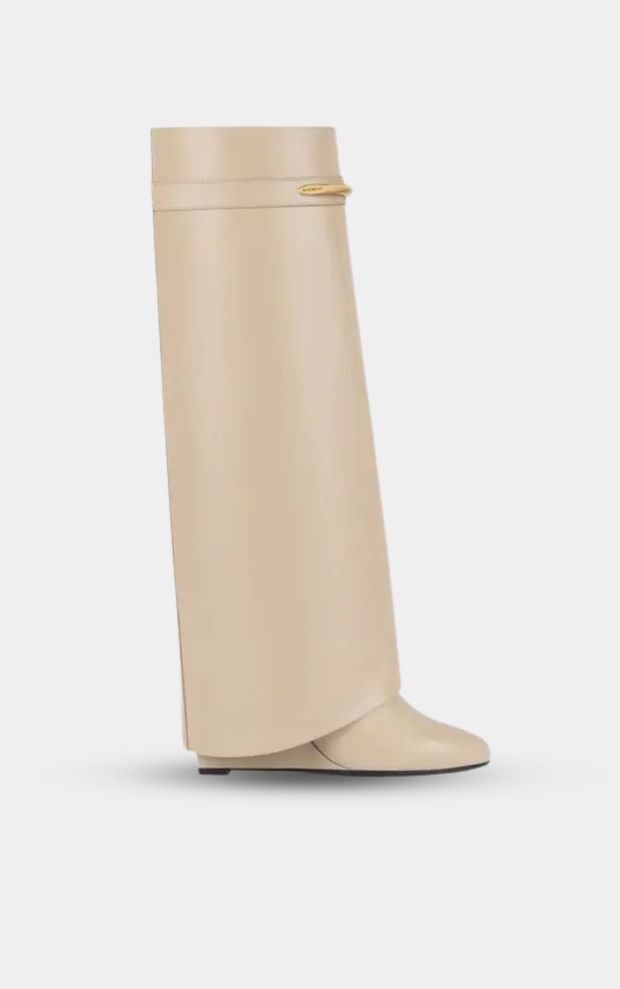 GIVENCHY Shark Leather Knee Boots Off White