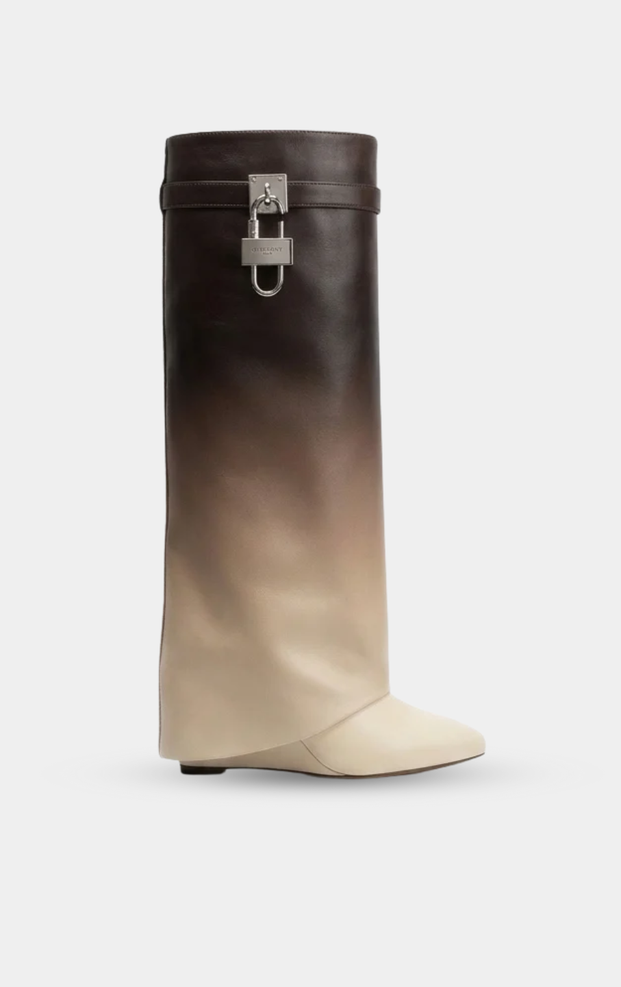 GIVENCHY Shark Lock Boots In Leather In Brown/beige