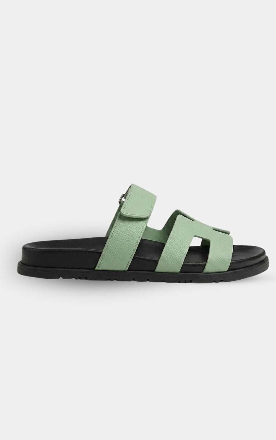 Hermès Chypre Leather Black/Green Sandal