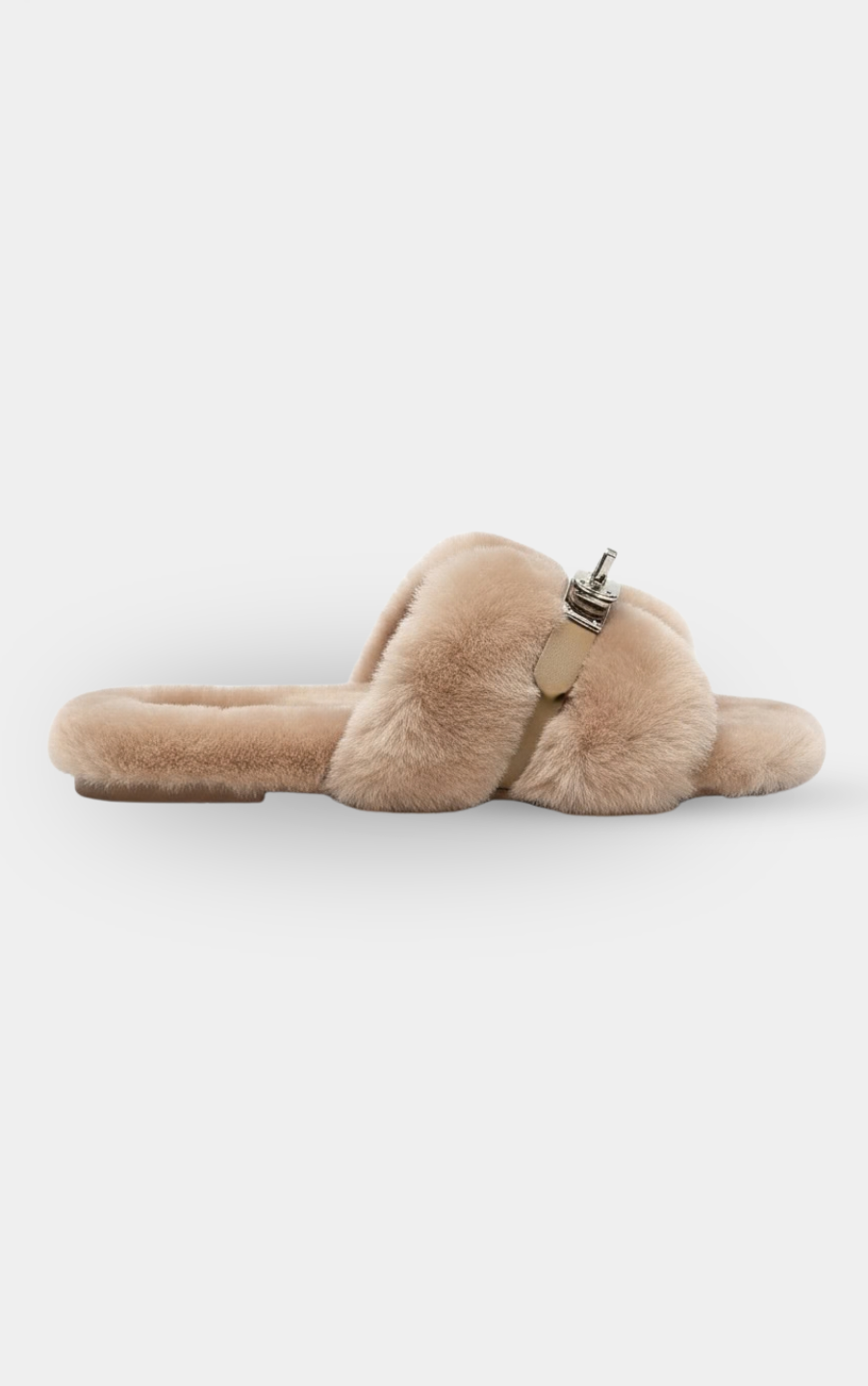 Hermès Oran Shearling Kelly buckle Sandal