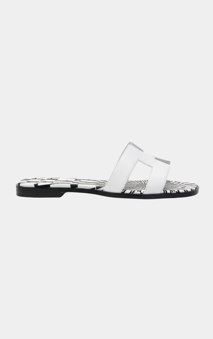 Hermès Oran White Geometric Sandal