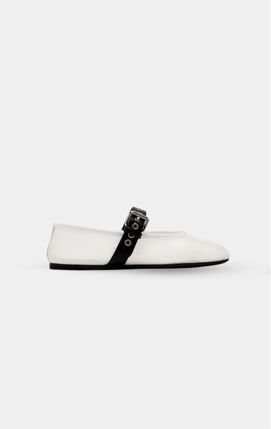 MIU MIU White Mesh Ballerinas With Leather Strap