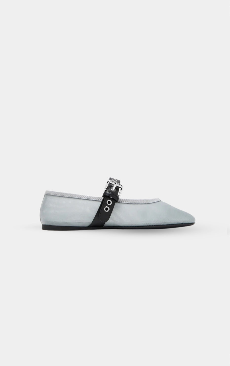 MIU MIU Blue Mesh Ballerinas With Leather Strap