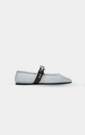 MIU MIU Blue Mesh Ballerinas With Leather Strap