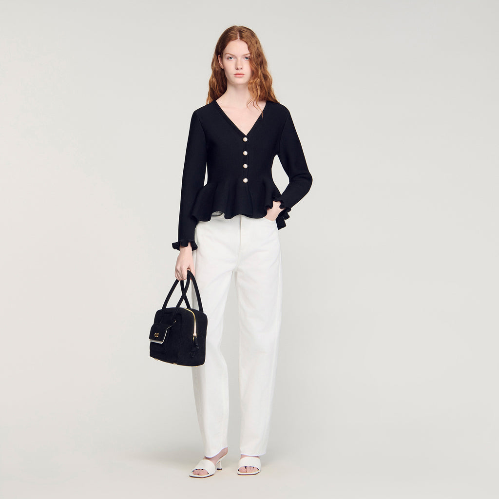 SANDRO PEPLUM CARDIGAN
