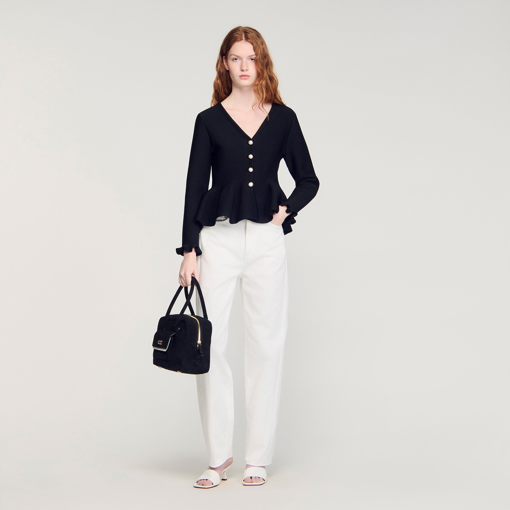 SANDRO PEPLUM CARDIGAN