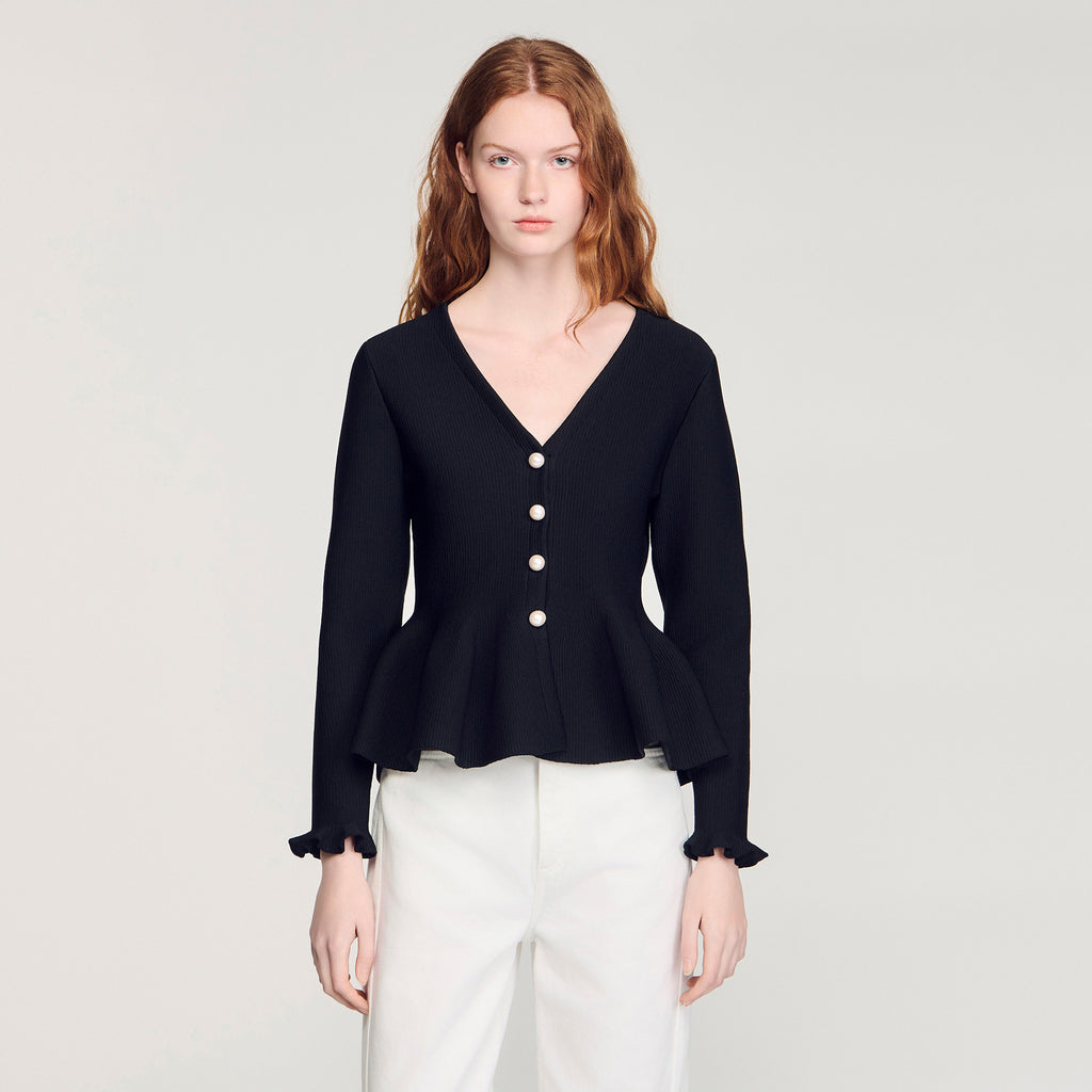 SANDRO PEPLUM CARDIGAN