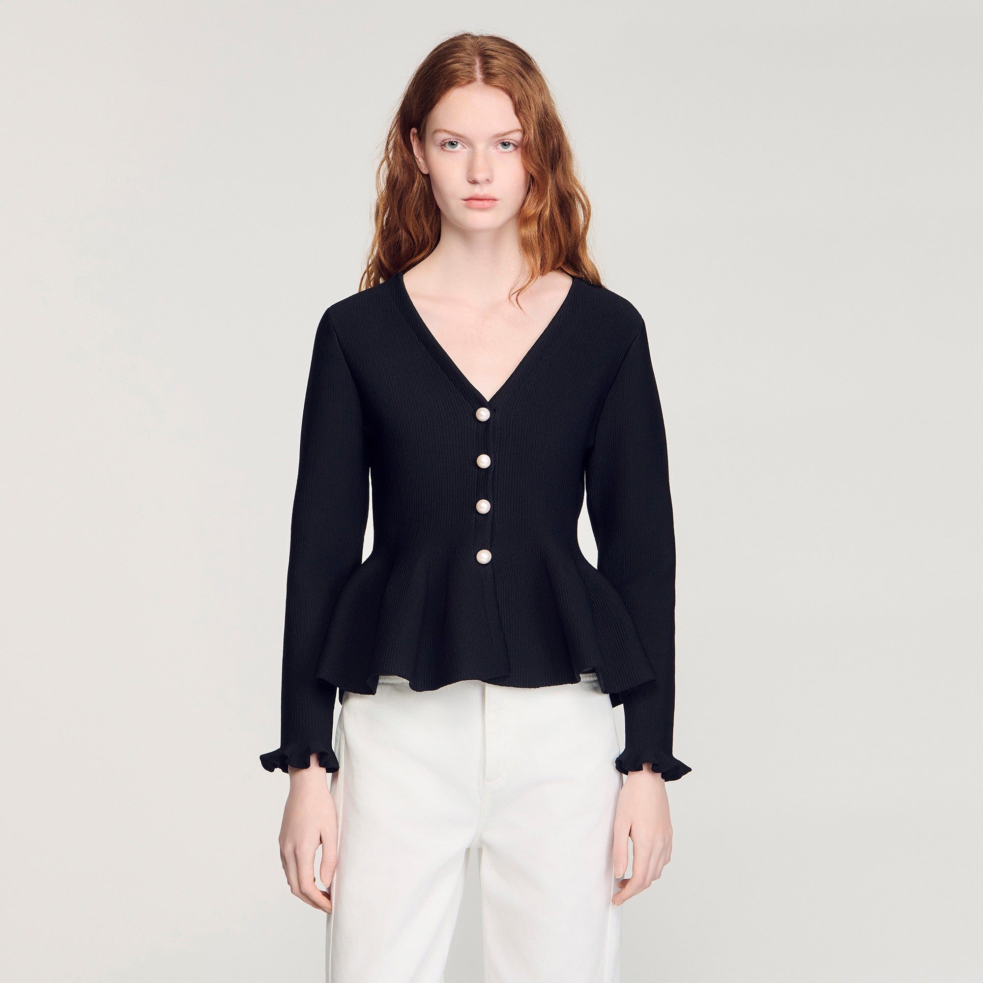 SANDRO PEPLUM CARDIGAN