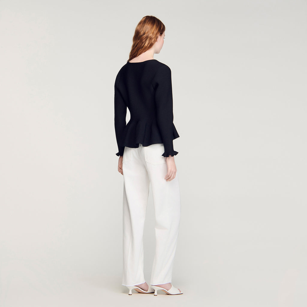 SANDRO PEPLUM CARDIGAN