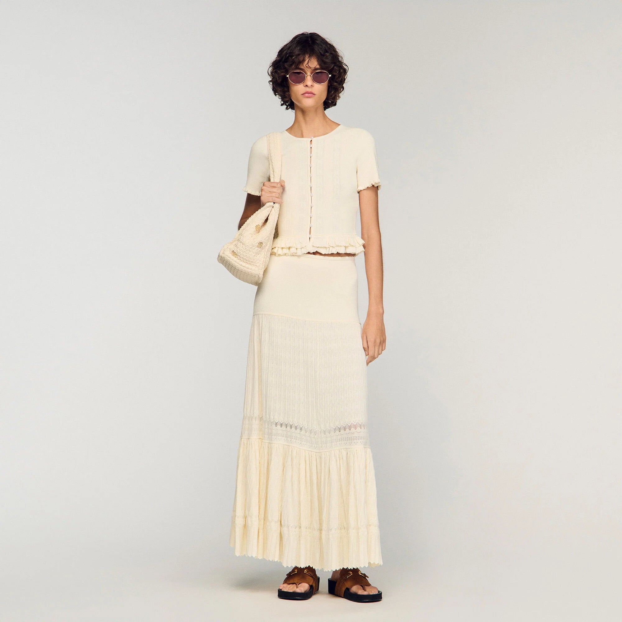 SANDRO RUFFLED KNIT SET